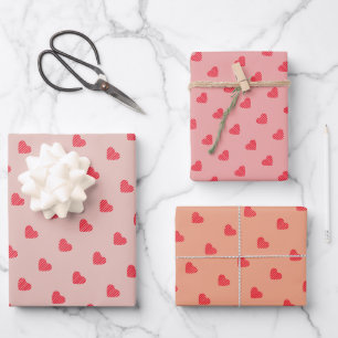 Moderne rote Herzen im urbanen Stil Geschenkpapier Set