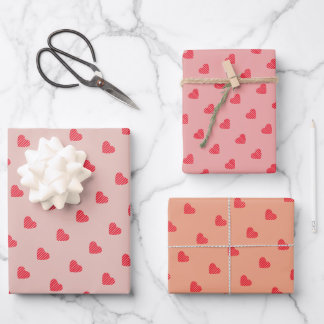 Moderne rote Herzen im urbanen Stil Geschenkpapier Set