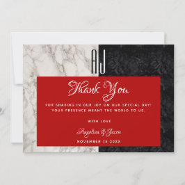 Moderne Rote Hochzeit Dankeskarte