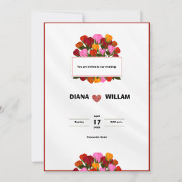 Moderne Rote Hochzeit Einladung