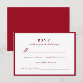 Moderne rote Hochzeitskarte RSVP Karte