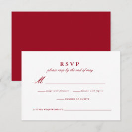 Moderne rote Hochzeitskarte RSVP Karte