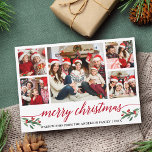 Moderne Rote Kalligrafie 5 Foto Weihnachten<br><div class="desc">Modernes Kalligrafie Script 5 Foto Familienfoto Collage Die Weihnachtskarte enthält Weihnachtsbäume Heilige Berries - Rote Schrift</div>