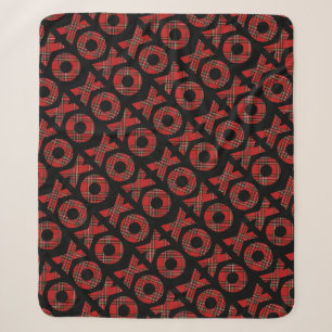 Moderne rote Karo XOXO Weihnachten  Sherpadecke