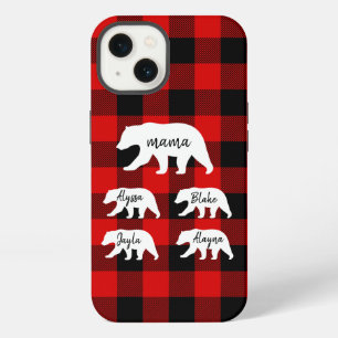 Moderne rote Karos und weiße Mama-Bärin iPhone Hülle