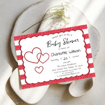 Moderne rote Kreidestreifen Dreifache Herzen Baby-