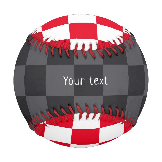 Moderne rote kroatische geometrische Schachbrett Baseball (Rückseite)