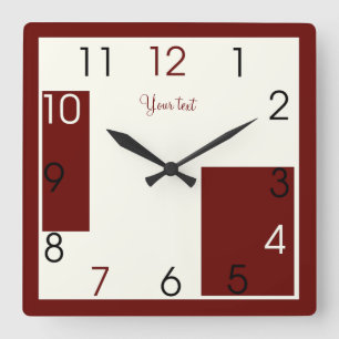 Moderne rote Kunst Quadratische Wanduhr