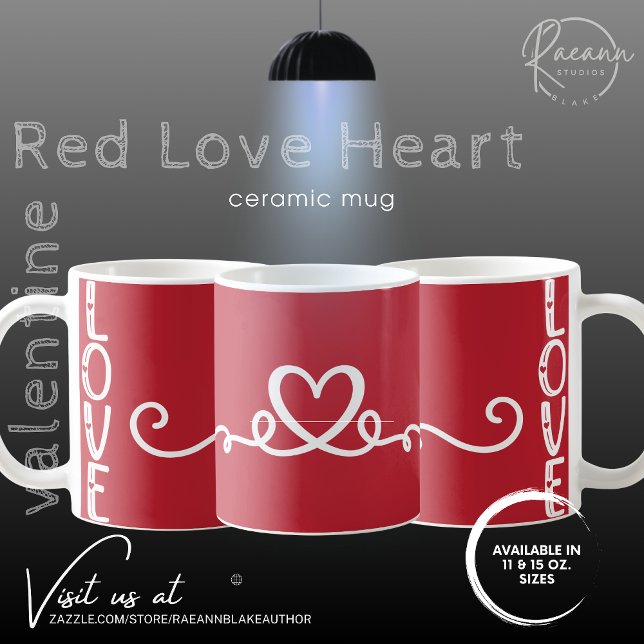 Moderne Rote Liebe Herz - Valentine Keramik Tasse (Von Creator hochgeladen)