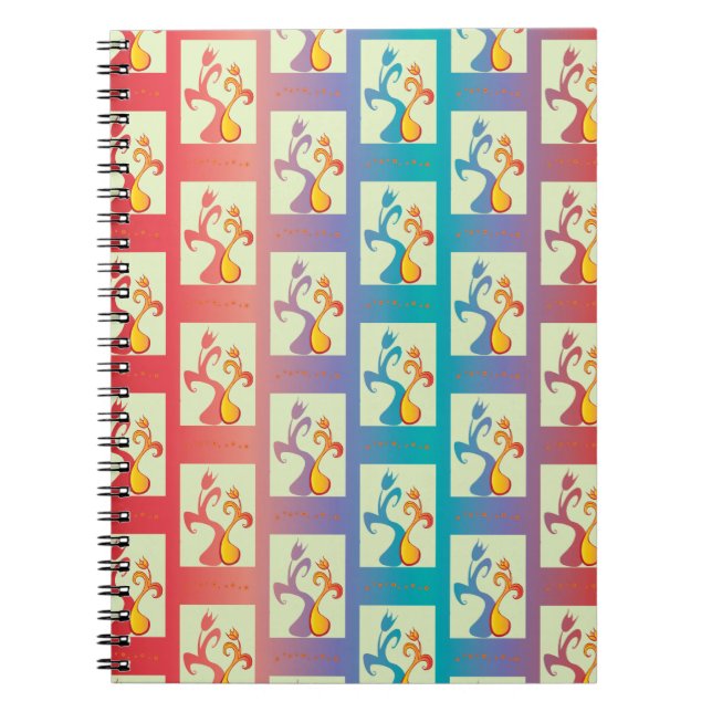 Moderne rote, lila und blaue Tulip-Muster Notizblock (Vorderseite)