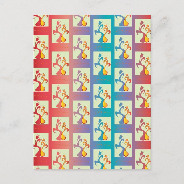 Moderne rote, lila und blaue Tulip-Muster Postkarte (Vorderseite)