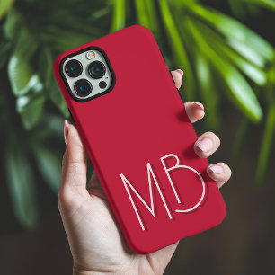 Moderne Rote Monogramm-Initialen des Kardinals iPhone 16 Pro Max Hülle