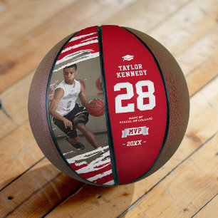 Moderne rote „MVP“-Basketball-Abschlussfoto-Gesche Basketball
