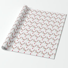 Moderne rote Nose Rentierfarbenleuchten Geschenkpapier