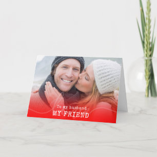 Moderne rote Ombre zum Ehemann Foto Valentinstag Feiertagskarte