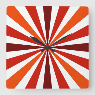 Moderne rote/orange Streifen-Uhr Quadratische Wanduhr