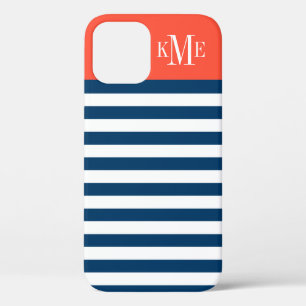 Moderne rote Orangefarbene Navy Streifen Custom Mo Case-Mate iPhone Hülle