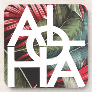 Moderne rote Palm Aloha Hawaii Insel Getränkeuntersetzer