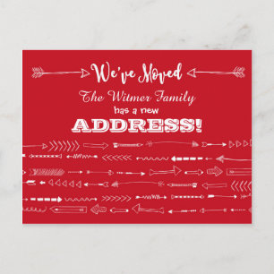 Moderne rote Pfeile Doodles Monouncement Ankündigungspostkarte