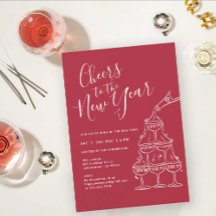 Moderne rote Prost auf die Neujahrsfeier 