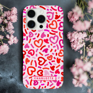 Moderne rote rosa violette romantische Liebesherz- iPhone 16 Pro Hülle
