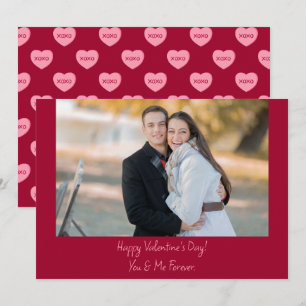 Moderne rote rosa Xoxo-Paarfoto Valentinstag Feiertagskarte