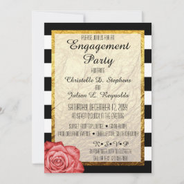 Moderne Rote Rose Imitate Gold Foods Engagement Pa Einladung