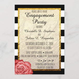 Moderne Rote Rose Imitate Gold Foods Engagement Pa Einladung