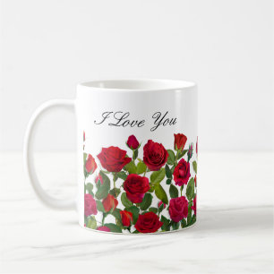 Moderne rote Rose Minimalistischer Name Ich liebe Kaffeetasse