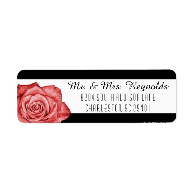 Moderne Rote Rose Schwarz/Weiß Streifen nach Maß (Vorne)