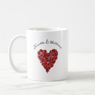 Moderne Rote Rosen Herzstück Personalisiert Kaffeetasse