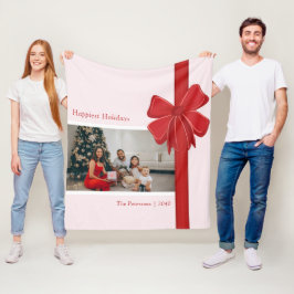 Moderne rote Schleifenverpackung Foto Weihnachten Fleecedecke