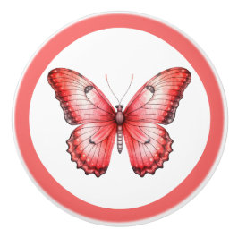 Moderne Rote Schmetterlingsknöpfe Hübsche Mädchenk Keramikknauf