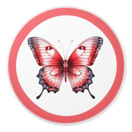 Moderne Rote Schmetterlingsknöpfe Hübsche Mädchenk Keramikknauf