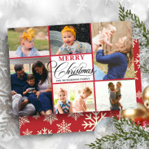 Moderne Rote Schneeflocken Elegante Script Foto Co