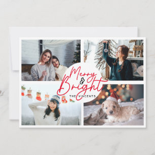 Moderne, rote Schrift 4 Foto Weihnachtscollage Feiertagskarte
