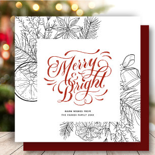 Moderne Rote Schrift Pieve Bough Minimalistische B Feiertagskarte