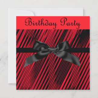 MODERNE ROTE SCHWARZE BOW-PARTY EINLADUNG