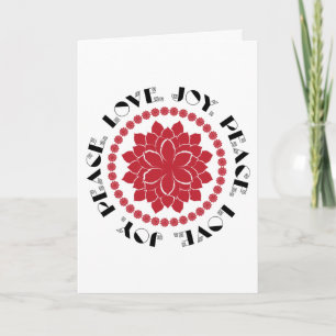 Moderne rote, schwarze und weiße Love, Peace, Joy  Feiertagskarte