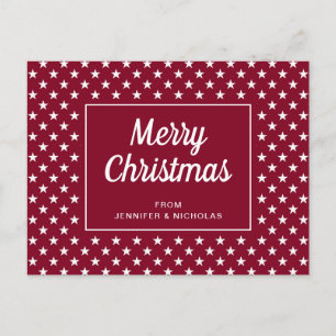 Moderne rote Sterne Frohe Weihnachten Postkarte