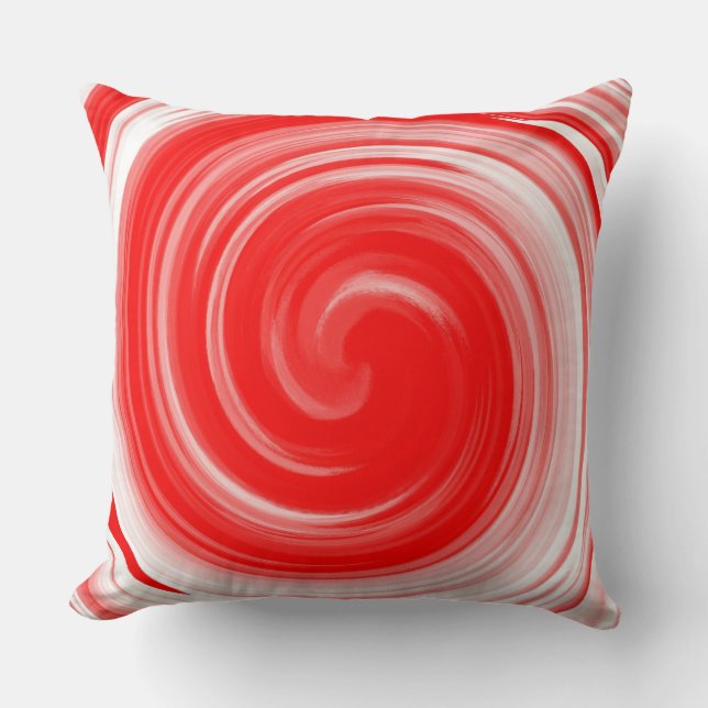 Moderne Rote Swirt Abstrakte Kunst Kissen (Vorderseite)