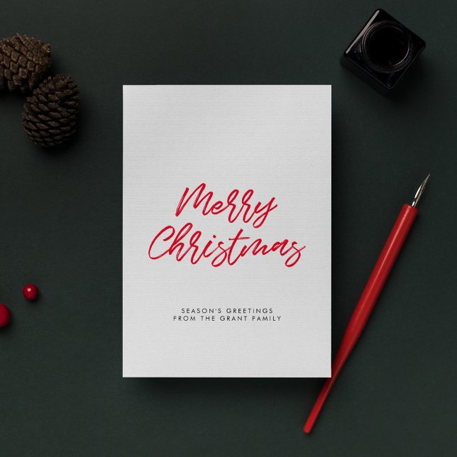 Moderne rote Typografie Frohe Weihnachtskarte (Von Creator hochgeladen)