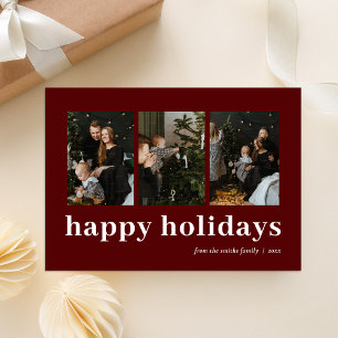 Moderne rote Typografie Happy Holidays FotoCollage Feiertagskarte