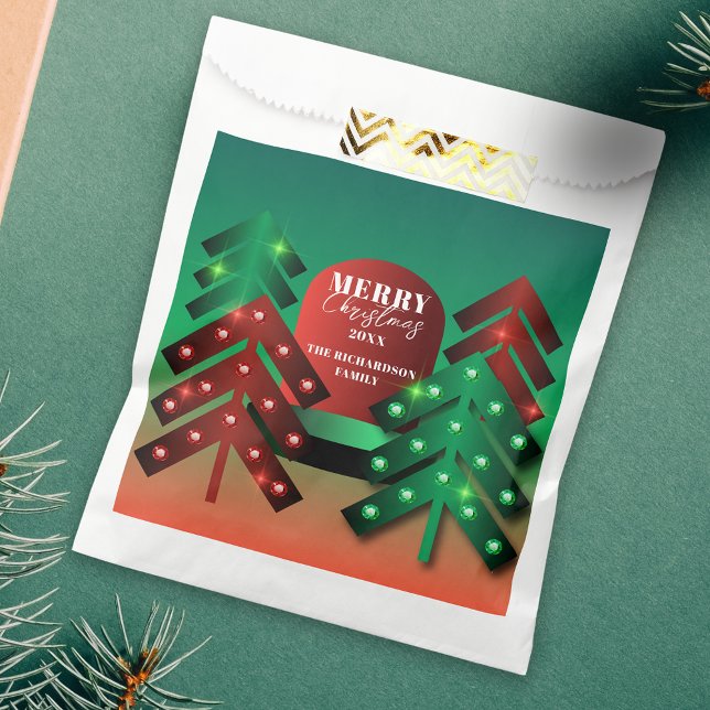 Moderne, rote und grüne glänzende Weihnachtsbaumen Geschenktütchen (Von Creator hochgeladen)