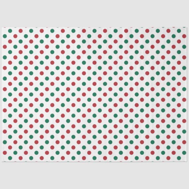 Moderne rote und grüne Polka Dots Weihnachten Seidenpapier (Vorderseite)