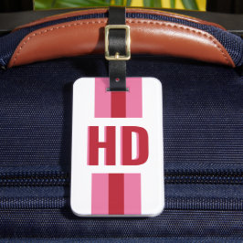 Moderne rote und rosa gestreifte Schatten-Monogram Gepäckanhänger
