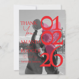 Moderne rote und rosa Typografie Dankeskarte