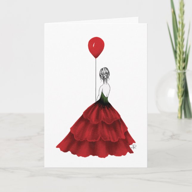 Moderne, rote und schwarze BildGirl-Card Dankeskarte (Vorderseite)
