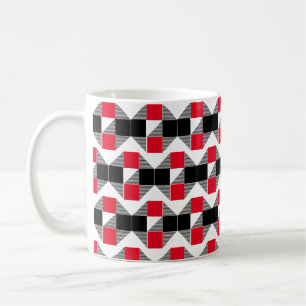 Moderne rote und schwarze geometrische Farbblöcke Kaffeetasse
