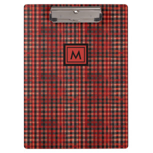 Moderne rote und schwarze karierte Tartan-Muster-M Klemmbrett